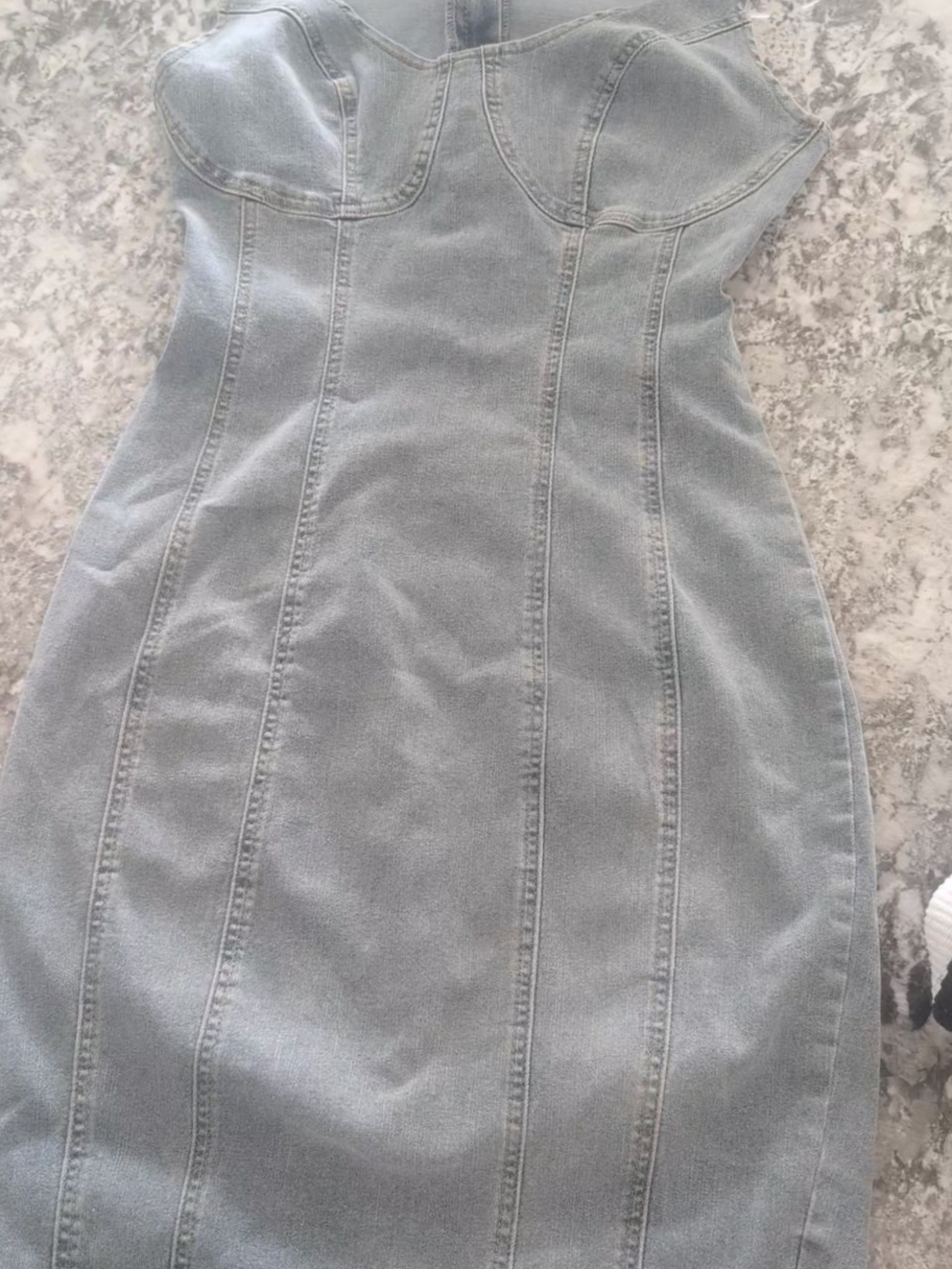 SHEIN Strapless Light Blue Denim Sheath Dress